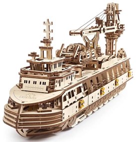 Ugears - 3D дървен механичен пъзел Изследователски кораб