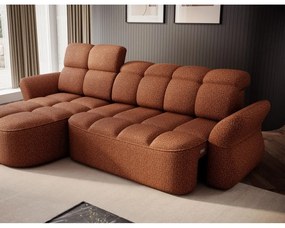 Теракотен кадифен сгъваем/с място за съхранение ъглов диван (ляв ъгъл) Beneth – ELTAP