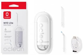 Зъбен душ Oclean W10 Lite, 3 режима, 2 накрайника, 1200 импулса в минута, До 140 PSI, USB-C, Бял