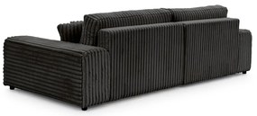 Тъмносив разтегателен ъглов диван от рипсено кадифе с място за съхранение (ляв ъгъл) Sarina – Ropez