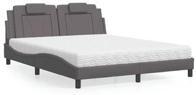 3208806 vidaXL Легло Viana без матрак, сиво, 160x200 см, изкуствена кожа