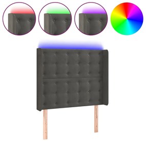 3124519 vidaXL LED горна табла за легло, тъмносива, 93x16x118/128 см, кадифе