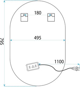 Огледало LED 50x80cm S027