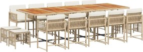3211540 vidaXL Градински комплект с възглавници 15 части бежов полиратан