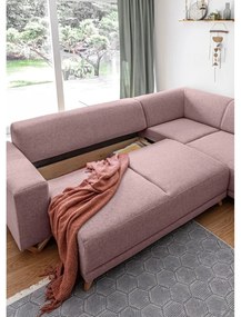 Розов разтегателен/с място за съхранение ъглов диван (десен ъгъл/L форма) Classy Sophie – Miuform