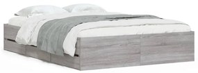 3207285 vidaXL Рамка за легло с чекмедже сив сонома 120x200 см инженерно дърво