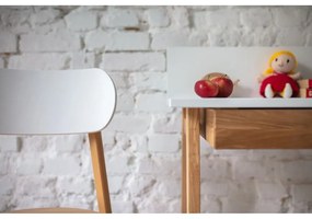 Бяло бюро с основа от ясенова дървесина, дължина 85 cm Luka - Ragaba