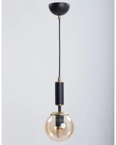 Жълто-черна висяща лампа със стъклен абажур ø 15 cm Hector - Squid Lighting