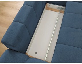 Тъмносин шенилов сгъваем/с място за съхранение ъглов диван (десен ъгъл) Everest – Bobochic Paris