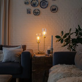 Арт Деко настолна лампа златиста със стъкло 2-светлина - Laura