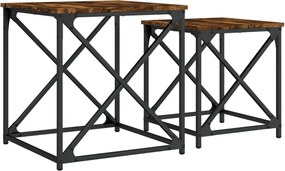 838945 vidaXL Стифиращи кафе маси, 2 бр, опушен дъб, инженерно дърво