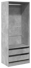 3307750 vidaXL Гардероб, бетонно сиво, 80x50x200 см, инженерно дърво