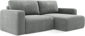 Сив шенилов сгъваем/с място за съхранение ъглов диван (десен ъгъл) Kona – Makamii