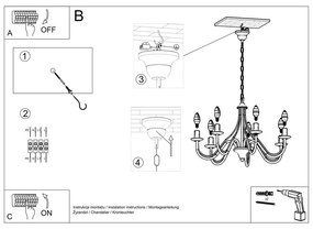 Черна висяща лампа 5 Fiorano - Sollux