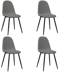 325657 vidaXL Трапезни столове, 4 бр, светлосиви, кадифе