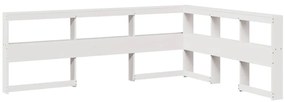 859260 vidaXL Табла за книги с L-образна, бяла, 160 см, масивно дърво бор