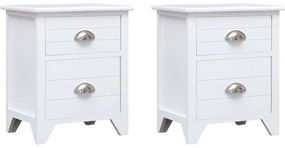 242043 vidaXL Нощни шкафче с чекмеджета, 2 бр, бели