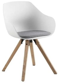 Комплект от 2 бели трапезни стола с крака от каучуково дърво Tina - Actona