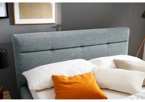 Сиво-синьо двойно легло 140x200 cm тапицирано с място за съхранение с включена подматрачна рамка Lotte – Meise Möbel