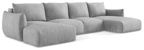 Светлосив шенилов сгъваем ъглов диван (U форма) Leila – Makamii