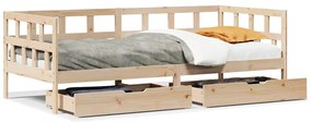 3302087 vidaXL Дневно легло с чекмеджета, без матрак, 90x190 см, масивно дърво