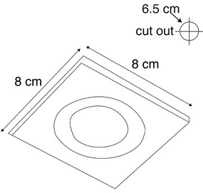 Интелигентен вграден прожектор черен квадратен IP44 вкл. Wifi GU10 - Xena