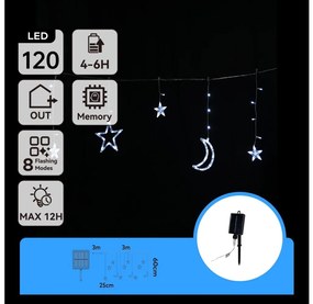 Aigostar - Соларна LED коледна гирлянда 120xLED/8 режима 3x0,6m 500 mAh IP65 студено бяло