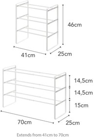 Бял регулируем рафт за обувки с 3 нива Maebashi - YAMAZAKI