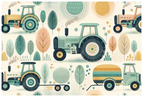Самозалепващ тапет – Детски трактори в пастелни цветове