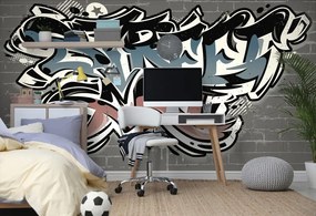 Самозалепващ тапет – С тухлена имитация и надпис Street Art