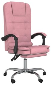 349665 vidaXL Масажен наклоняем офис стол, розов, кадифе