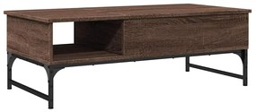 845395 vidaXL Кафе маса, кафяв дъб, 100x50x35 см, инженерно дърво и метал