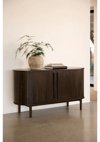 Кафяв скрин от декор от дъб с плъзгащи се врати 140x76x45 cm Meta – Unique Furniture