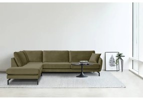 Ъглов диван от зелено кадифе (ляв ъгъл) Magic - Scandic