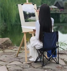 Сгъваем риболовен стол с калъф за съхранение Черен