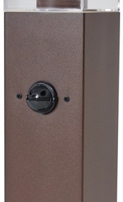 Външна лампа ръждивокафява с прозрачно стъкло 45 см IP44 с контакт и сензор за движение - Malios