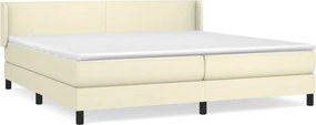 3130681 vidaXL Боксспринг легло с матрак, кремаво, 200x200 см, изкуствена кожа