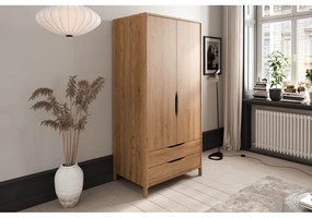 Гардероб от масивен дъб естествен 96x188 cm Twig – The Beds