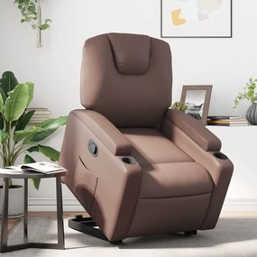 3204432 vidaXL Изправящ реклайнер стол, кафяв, изкуствена кожа