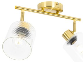 Таванен прожектор златен със стъкло 2-светлина регулируем - Laura