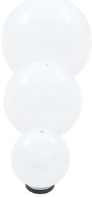 Градински сфери за LED лампи, 3 бр, 20/30/40 см, PMMA