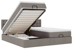 3312882 vidaXL Османска легло с матраци и LED, таупе, 160x200 см, плат