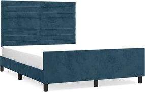 3125877 vidaXL Рамка за легло без матрак, тъмносиня, 140x190 см, кадифе