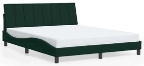 3207858 vidaXL Рамка за легло без матрак Hanko, тъмнозелена, 160x200 см, кадифе