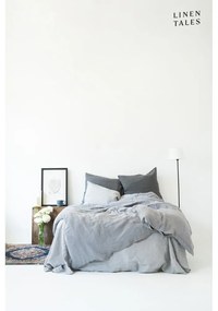 Светлосив еластичен ленен чаршаф 140x200 cm Light Grey – Linen Tales