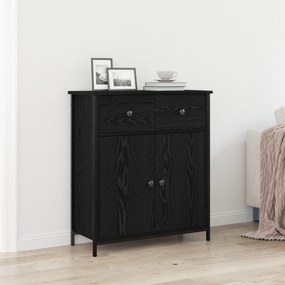 Sonata H Страничен шкаф Черен Дъб 70x30x80 см Инженерна дървесина и стомана