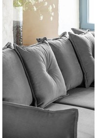 Ъглов разтегателен диван от сив велур (десен ъгъл/U-образна форма) Lazy Lukka - Miuform