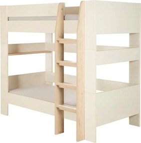 Бежово детско легло 90x200 cm двуетажно без ламелно дъно Double – Roba