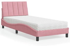 3208567 vidaXL Легло с матрак Hanko, розово, 80x200 см, кадифе