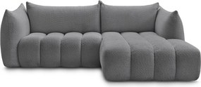 Сив ъглов диван от прежда с примки от букле (десен ъгъл) Azra – Bobochic Paris